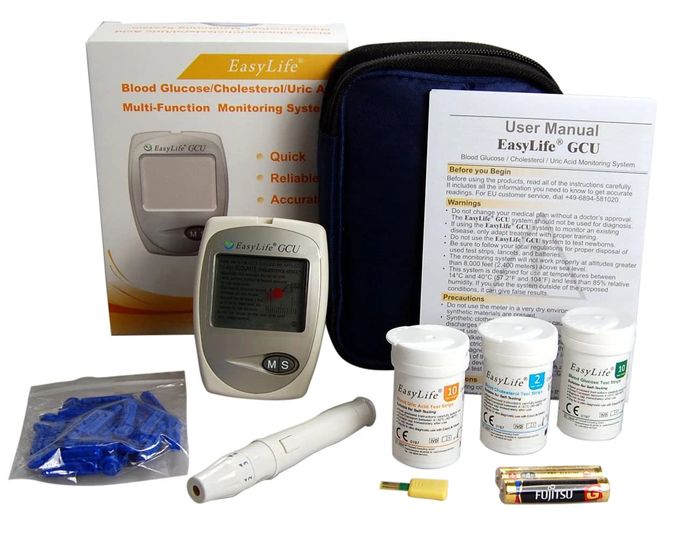 Easy Life EasyLife Blood Cholesterol Monitor kit 3 in 1 Meter System, Glucose and uric Acid Test kit - Image 1
