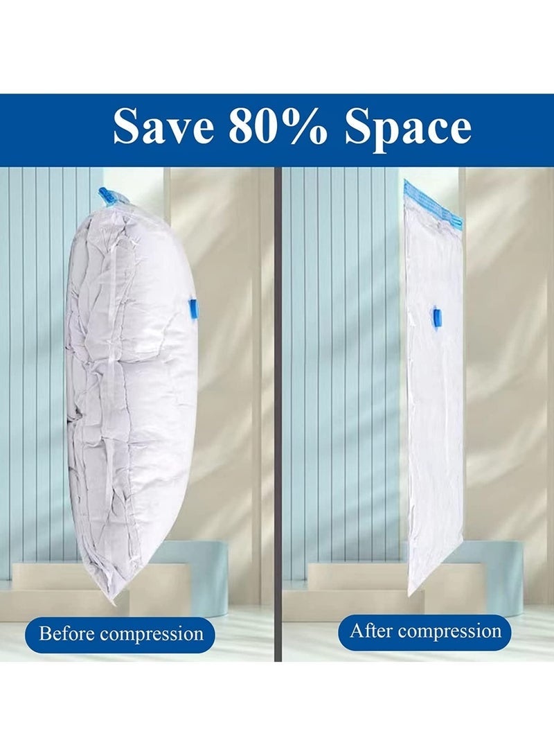 Vacuum Storage Bags -10 Pcs Vacuum Storage Bags with 1 Pc Hand Pump, (2 Pcs 100x80cm), (4 Pcs 80x60cm), (4 Pcs 70x50cm), Re-usable Travel Compression Storage Bags For Clothes, Comforters & Blankets, Space Saver Bags Vacuum Seal Bags - Image 2