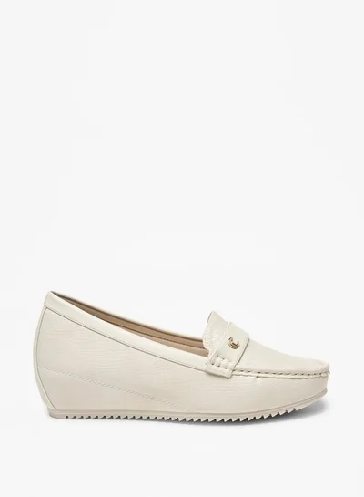 Le Confort Women's Textured Slip-On Wedge Heel Moccasins