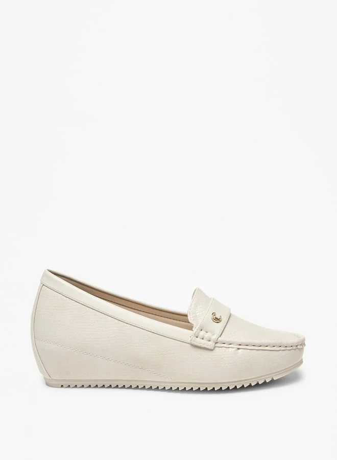 Le Confort Women's Textured Slip-On Wedge Heel Moccasins