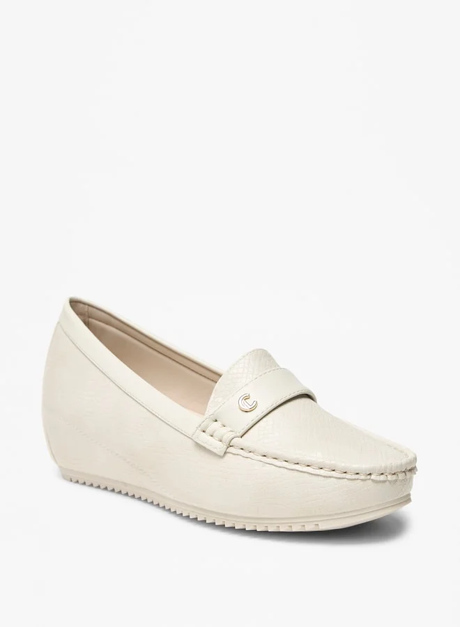 Le Confort Women's Textured Slip-On Wedge Heel Moccasins
