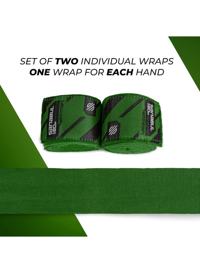 Sanabul  Elastic Professional 180 Inch Handwraps Forest Green – Boxing, Kickboxing & MMA Hand Protection - Image 2