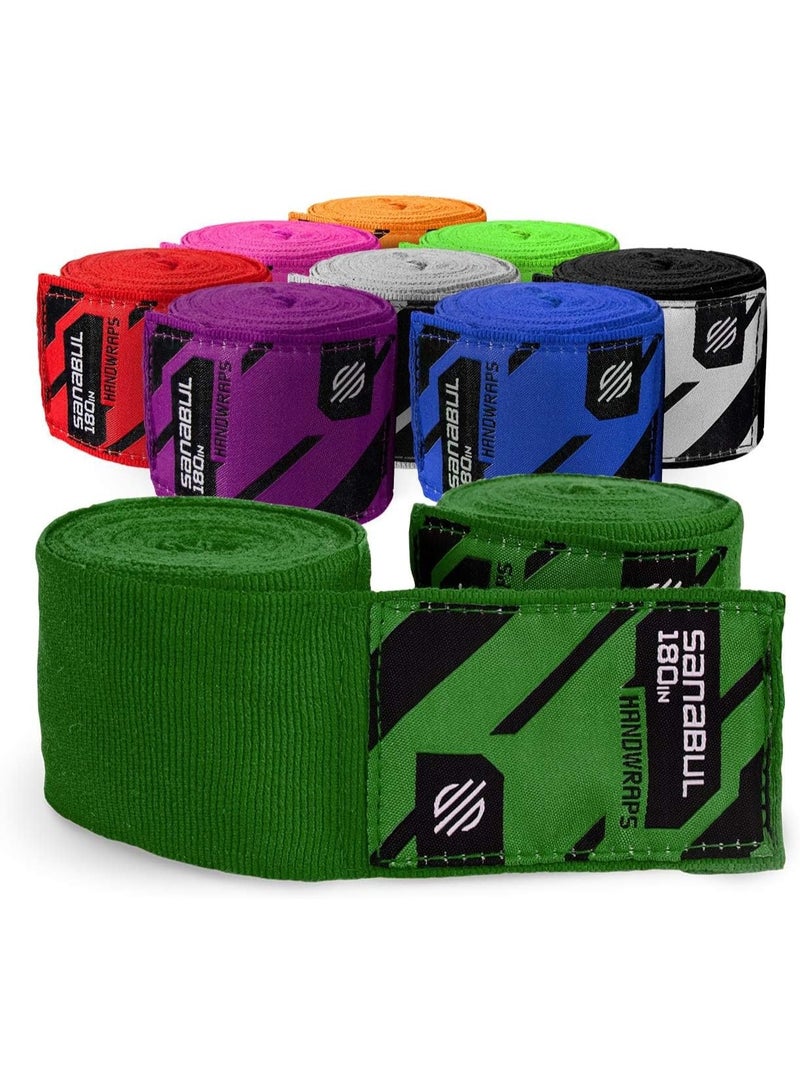 Sanabul  Elastic Professional 180 Inch Handwraps Forest Green – Boxing, Kickboxing & MMA Hand Protection - Image 1