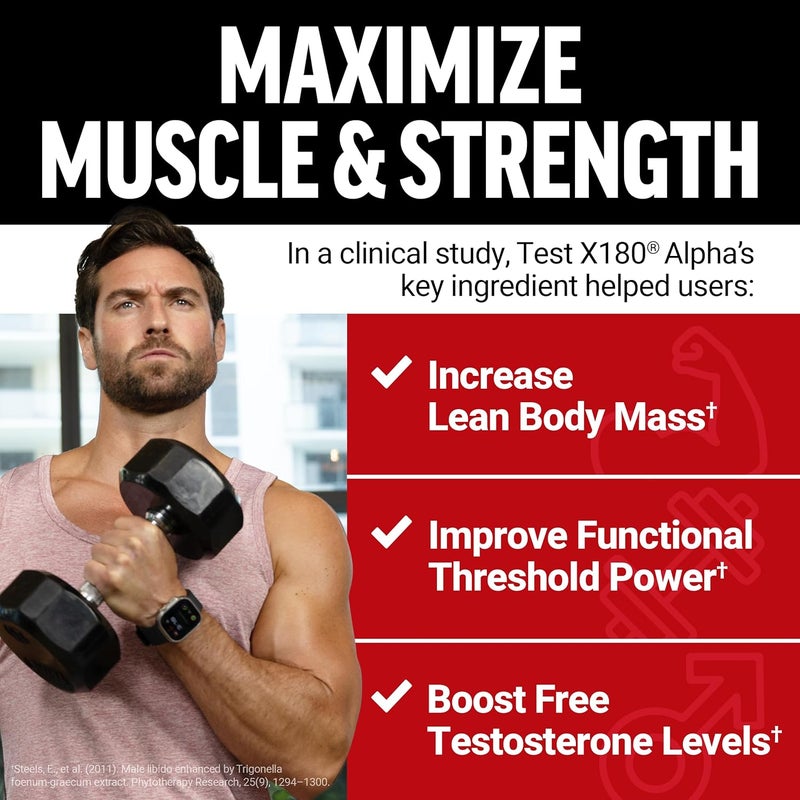 Force Factor Test X180 Alpha Testosterone Booster for Men Testosterone Supplement with Patented Fenugreek  LCitrulline to Promote Lean Muscle Strength Energy Power  Performance 120 Capsules - Image 3