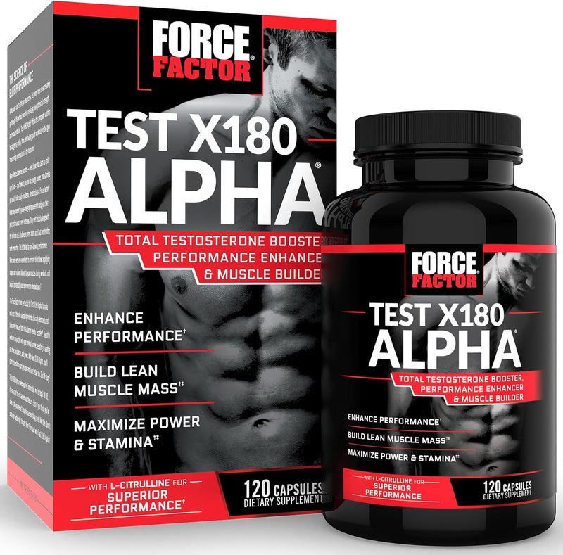Force Factor Test X180 Alpha Testosterone Booster for Men Testosterone Supplement with Patented Fenugreek  LCitrulline to Promote Lean Muscle Strength Energy Power  Performance 120 Capsules - Image 1
