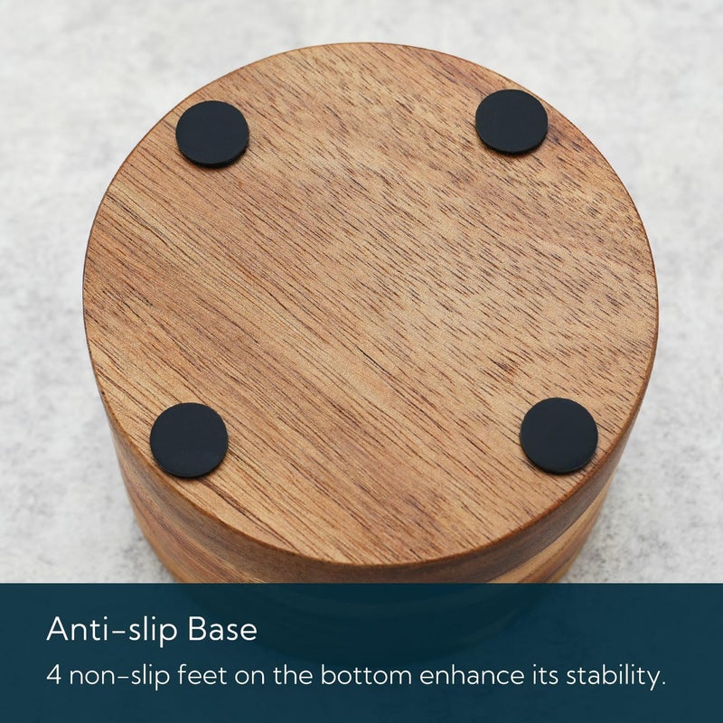 KITCHENDAO Acacia Wood Salt Cellar Bowl Box, Elegant Kitchen Holder Container with Swivel Magnetic Lid to Store Favorite Seasonings Pepper Spice or Bath, 6oz - Image 5