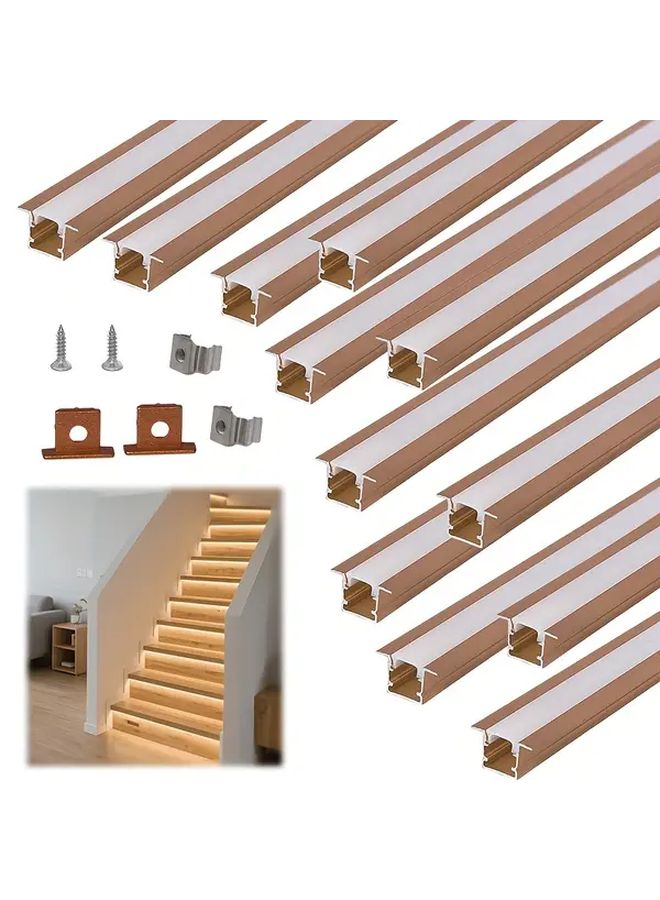 12Pcs Golden Alu White Cover LED Aluminum Profile System 100cm 39 37in Easy Install No Tools Needed - Image 1