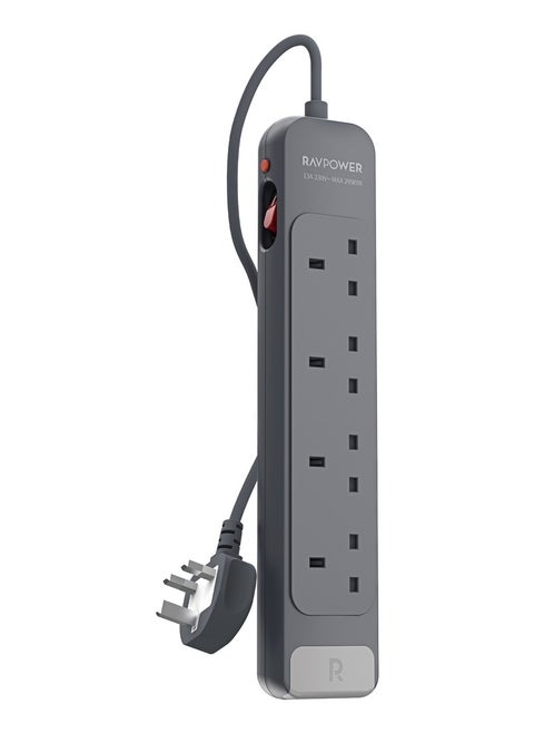 RavPower 4 AC Outlets Power Strip with 1.5M extension cord, Wall Mountable Design & Safety Features