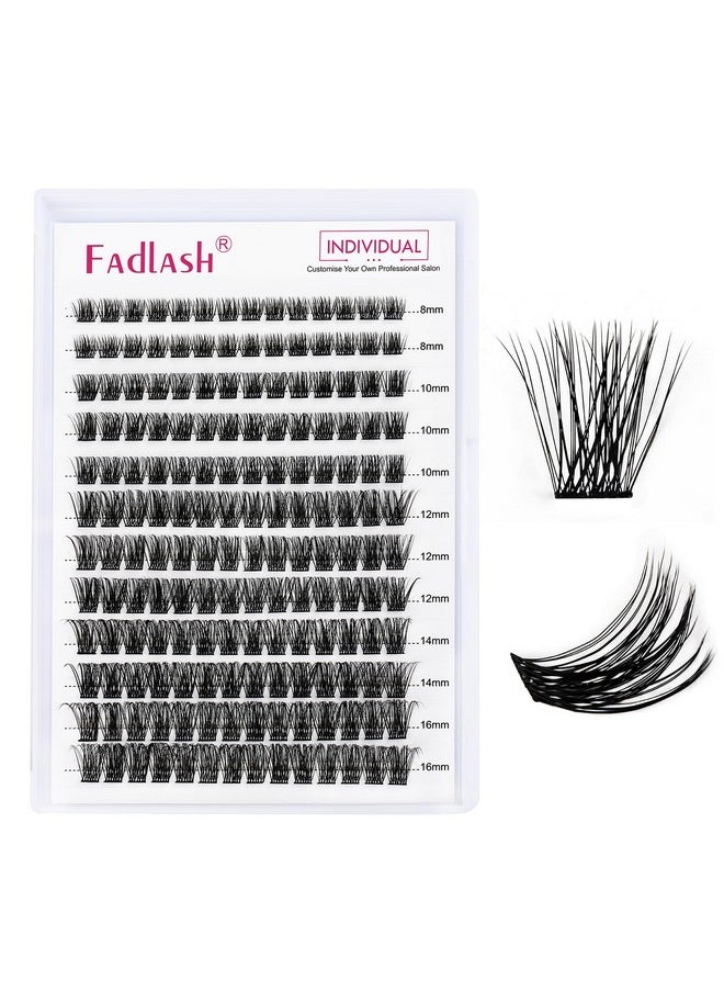 FADLASH - Lash Clusters Diy Eyelash Extensions 168 Clusters Lashes D Curl 0.07 Natural Individual Lash Extensions Mixed Tray False Eyelashes Soft & Strong Thin Band Diy At Home (F340.07D 816Mm) - Image 1