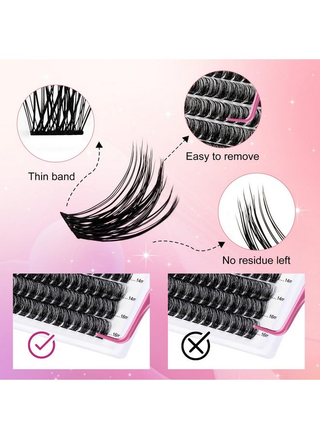 FADLASH - Lash Clusters Diy Eyelash Extensions 168 Clusters Lashes D Curl 0.07 Natural Individual Lash Extensions Mixed Tray False Eyelashes Soft & Strong Thin Band Diy At Home (F340.07D 816Mm) - Image 1