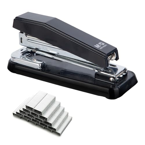 M.G M&G Desktop Stapler Swing-Arm Stapler with 50 Sheet Capacity, 180 Rotation Design, Swivel Stapler with 1000 Staples for Booklet Binding, Durable Staplers for Office School Home (Black) - Image 1