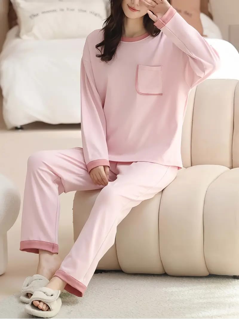 Celary Korean Style Women’s Night Suit - Cute Printed Pajama Set with Long Sleeve Top & Pants - Soft Cotton Loungewear - Image 4