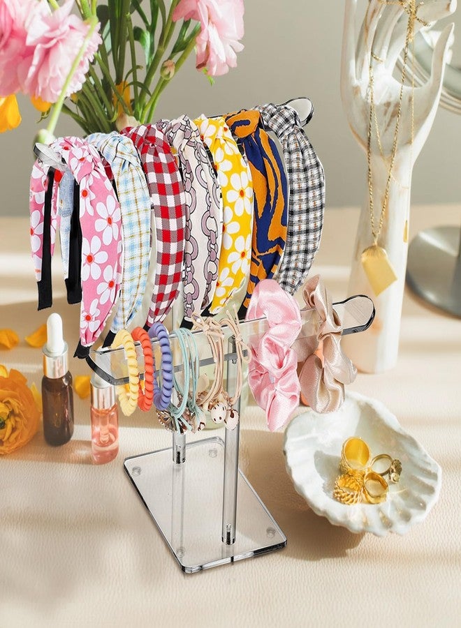 RupeeRise Double Layer T-Shape Hairband Organiser for Girls, Hair Accessories Organizer for Dressing Table, Hair Clip and Claw Clip Storage Display Stand, Transparent Hair Band Organiser - Image 3