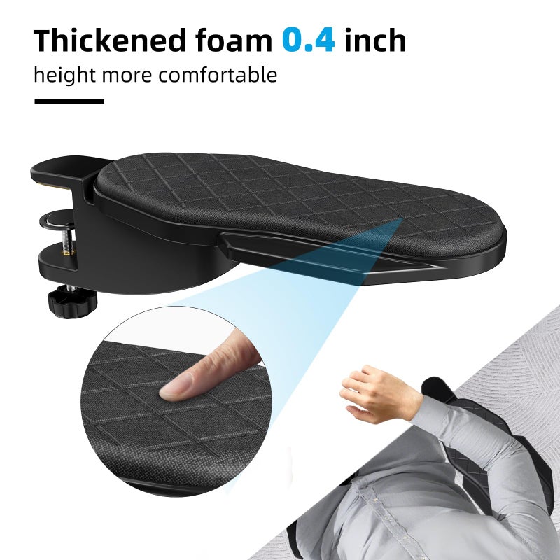 CABTE Ergonomics Desk Extender Tray, Table Mount Arm Wrist Rest Shelf, 180Â° Swivel Elbow Arm Support, Computer Desk Extender Tray for Home and Office (Black - Rotating) - Image 4