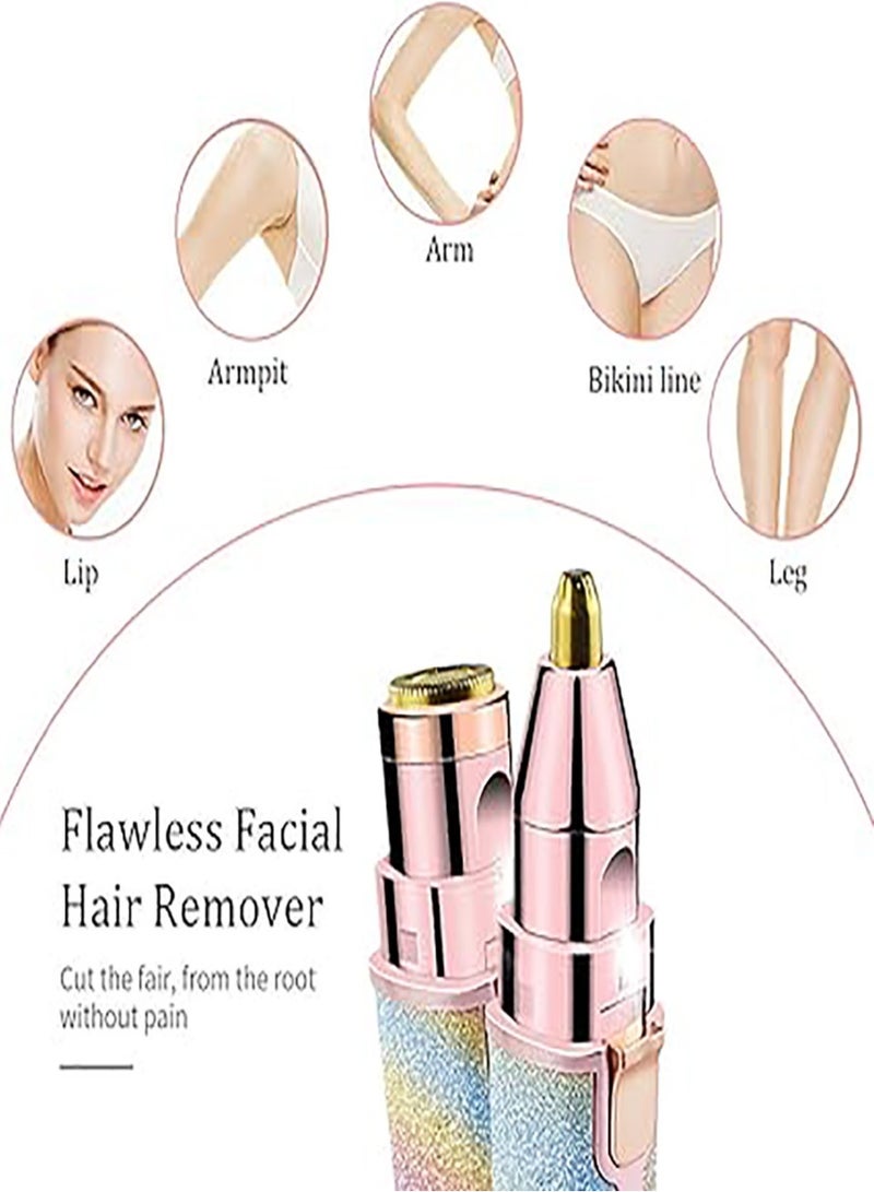 Generic 2 in 1 Eyebrow Trimmer & Facial Hair Remover for Women, Rechargeable Eyebrow Razor and Painless Hair Removal, Hair Trimmer and Body Shaver for Lips Nose Face with Two Replacement Heads & LED Light - Image 4