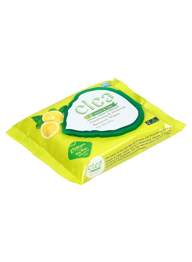 CLEA مناديل مبللة لإزالة المكياج من كلير بالليمون والتولسي للبشرة الدهنية - تزيل الزيوت الزائدة، ترطب، تمنع حب الشباب، ترطب البشرة - عبوة من 2 (25 منديل لكل منها، حجم المنديل الكبير :- 200 مم × 200 مم) - Image 5