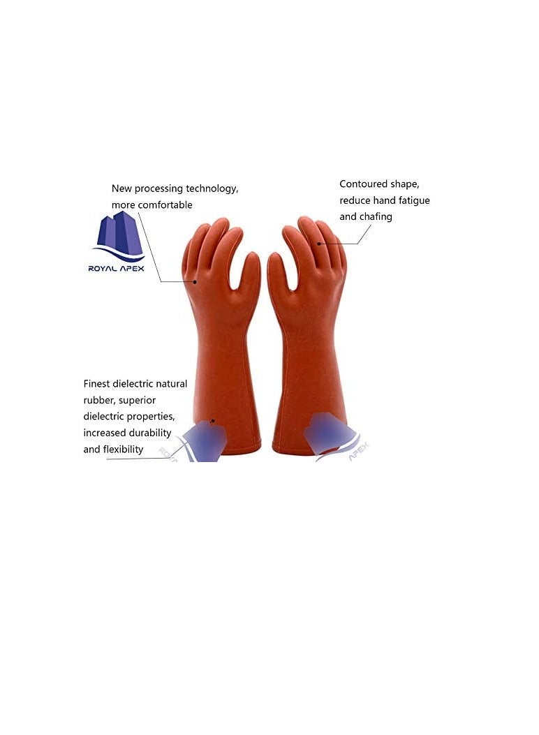 Electrical Insulated Lineman Rubber Gloves Electrician High Voltage Hand Shape Waterproof Safety Protective Work Gloves Insulating for Man & Woman (22KV)  - Image 3