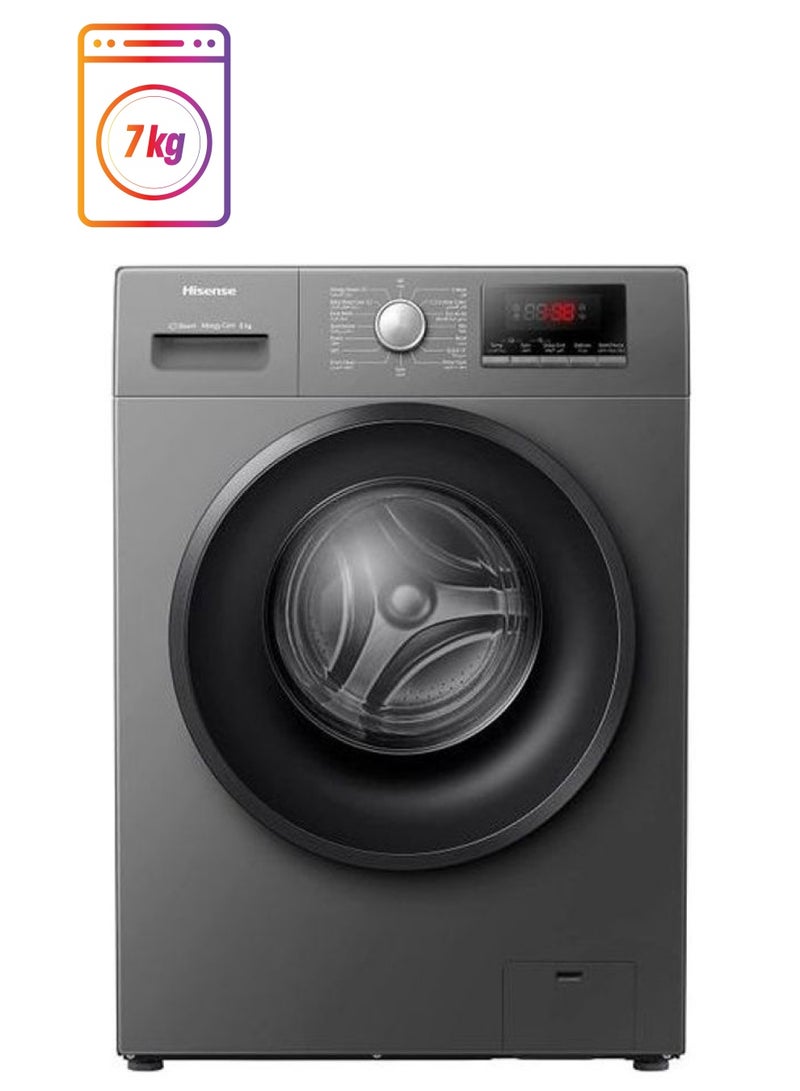 Hisense Front Load Washing Machine With Inverter Motor 1200 RPM 1 Year Warranty 7 kg WFQP7012EVMT Titanium silver - Image 1