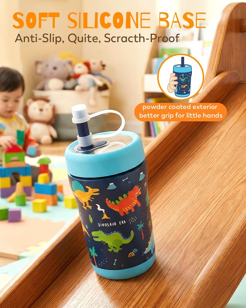 Zukro Toddler Tumbler with Flexible Straw, Spill Proof Clear Lid, 12 oz Kids Vacuum Insulated Travel Cups, Stainless Steel Sippy Cup with Non-slip Bottom, BPA Free & Dishwasher Safe - Mint - Image 4