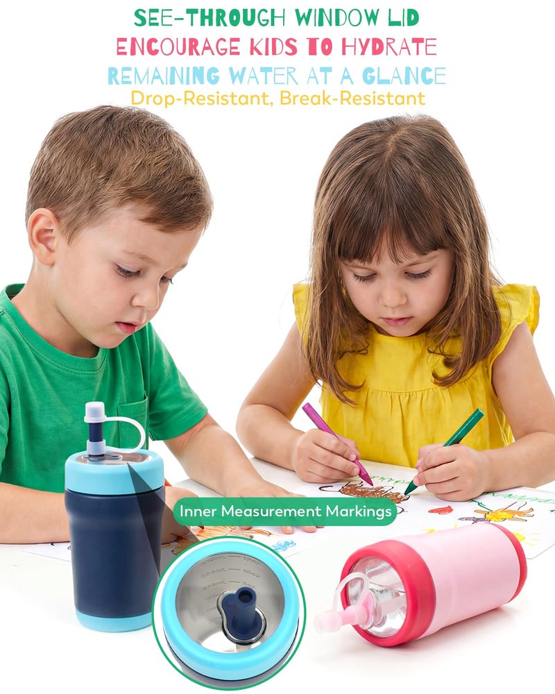 Zukro Toddler Tumbler with Flexible Straw, Spill Proof Clear Lid, 12 oz Kids Vacuum Insulated Travel Cups, Stainless Steel Sippy Cup with Non-slip Bottom, BPA Free & Dishwasher Safe - Mint - Image 3