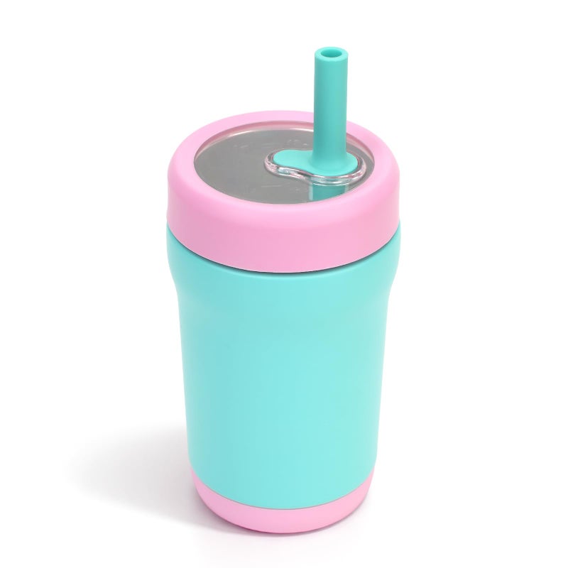 Zukro Toddler Tumbler with Flexible Straw, Spill Proof Clear Lid, 12 oz Kids Vacuum Insulated Travel Cups, Stainless Steel Sippy Cup with Non-slip Bottom, BPA Free & Dishwasher Safe - Mint - Image 1