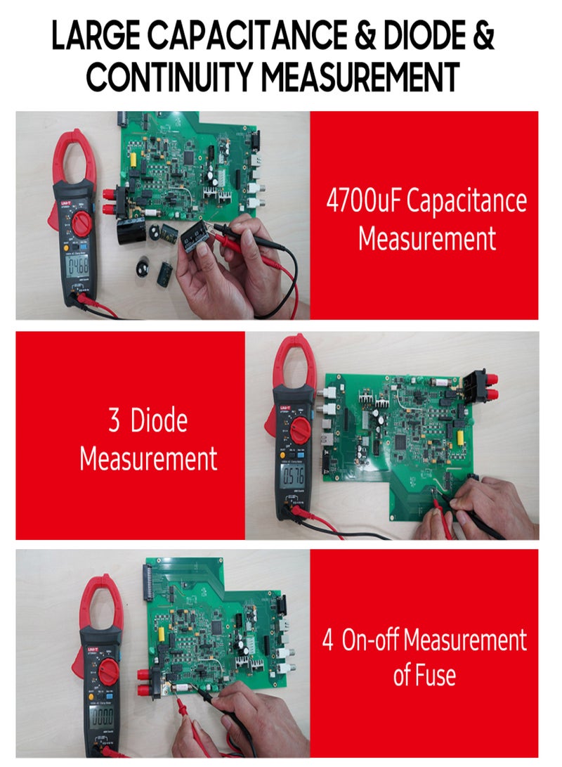 UNI-T UT206A+ Clamp Meter Digital Clamp Type Multimeter Universal Meter Autoranging Clampmeter 6099 Counts 1000V DC/AC Voltmeter 1000A AC Ammeter 600A Inrush Current NCV Test Resistance Frequency - Image 3