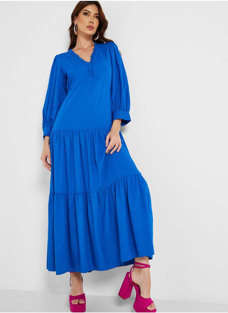 YAS - Surplice Neck Tiered Dress - Image 1