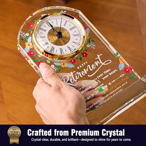 Sttokilly Retirement Crystal Clock Gifts for Women Men,Classy Retirement Plaque for Coworkers Boss，Happy Retirement Decorations Gifts for Friends,Teacher,Leader - Image 4