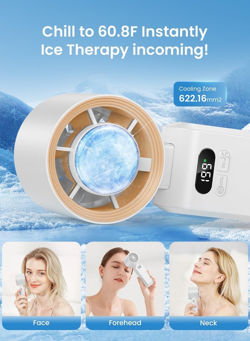 أفضل ذروة مروحة يدوية محمولة - مروحة صغيرة متعددة الوظائف - شاشة رقمية صامتة - مروحة جيب طويلة التحمل، شاشة رقمية LED، مروحة صغيرة قابلة لإعادة الشحن للاستخدام في الهواء الطلق والداخلي والمنزل والمكتب والسفر - أبيض - Image 3