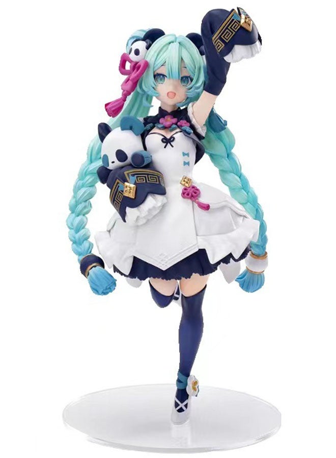 Halamodo Panda Miku Anime Figure Model - Hatsune Miku Anime Figurine Ornament, Bishoujo Figurine Ornament Serving As Desktop Decoration And Computer Case Decoration, Birthday Gift For Boys And Girls, Collectible Hatsune Miku Peripheral, 20cm - Image 1