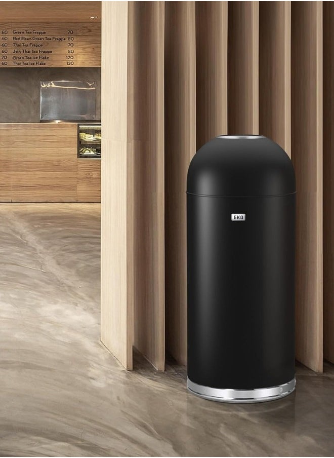 EKO Eternal Round Open Top Waste Bin, Tall Commercial Trash Can for Indoor and Outdoor, Black Steel Heavy-Duty, Extra Large Metal Garbage Bin for Home, Office, Restaurant, Restroom, 52L  - Image 2