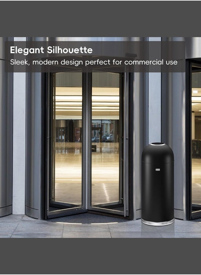 EKO Eternal Round Open Top Waste Bin, Tall Commercial Trash Can for Indoor and Outdoor, Black Steel Heavy-Duty, Extra Large Metal Garbage Bin for Home, Office, Restaurant, Restroom, 52L  - Image 5