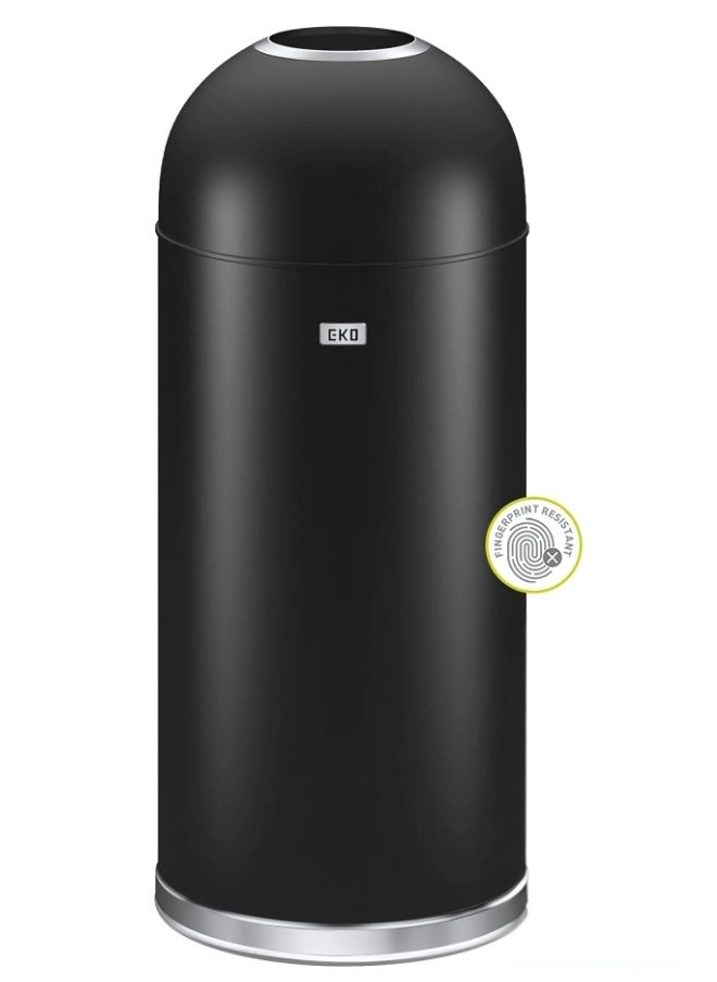 EKO Eternal Round Open Top Waste Bin, Tall Commercial Trash Can for Indoor and Outdoor, Black Steel Heavy-Duty, Extra Large Metal Garbage Bin for Home, Office, Restaurant, Restroom, 52L  - Image 1
