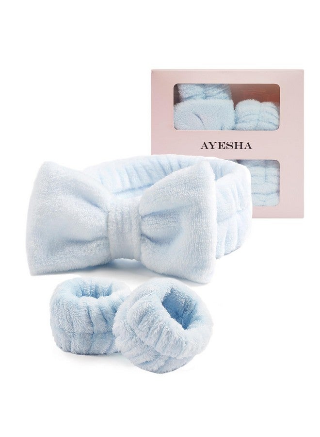 Ayesha Ayesha Blue Spa Headband and Wristband Set for Skincare Makeup Headband Wrist Cuffs for Washing Face Bubble Skincare Hairband for Women Girls (Blue set)  - Image 1