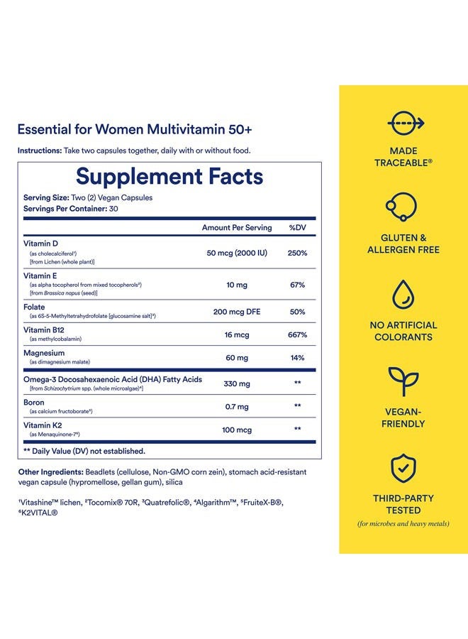 Ritual Multivitamin for Women 50+, Menopause Supplements with Vitamin D3, K2 and Magnesium for Bone Support*, Omega-3 DHA, Vitamin B12, Non-GMO, Mint Essenced, 30 Day Supply, 60 Vegan Capsules - Image 3