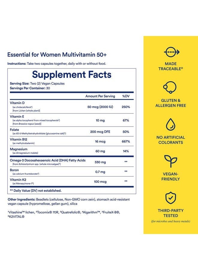 Ritual Multivitamin for Women 50+, Menopause Supplements with Vitamin D3, K2 and Magnesium for Bone Support*, Omega-3 DHA, Vitamin B12, Non-GMO, Mint Essenced, 30 Day Supply, 60 Vegan Capsules - Image 4