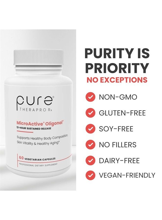 Pure TheraPro Rx MicroActive Oligonol | Clinically Proven Polyphenol Supplement to Support Body Composition & Healthy Skin | 2x More bioAvailable | 2 Month Supply | Non-GMO & Vegan (60 Vegan Capsules) - Image 2