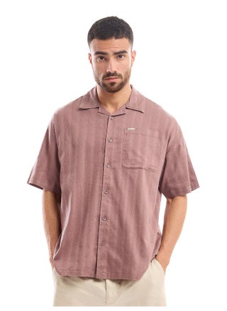 Mauve Half Sleeve Cuban Collar Shirt for Men - pzsku/Z1AF041F968F2CDF7F026Z/45/_/1727076181/80252a4b-3403-4a8e-bbfb-fb8917707a84
