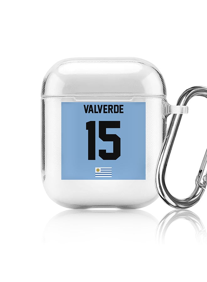 Stylizedd Classic Clear printed Case for Apple Airpods 2 / 1 Soft TPU Gel Thin Transparent Flexible Cover - Football Team - Uruguay , Player Name - Valverde - Image 1