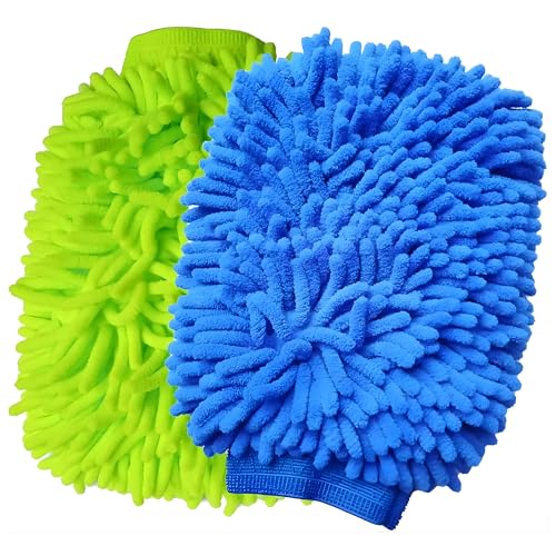 CLAPONE 1 Piece Multicolor Microfiber Cleaning Glove/Wash Mitt for Car, Bike & Home Double-Sided Chenille Duster for Washing, Dusting, Polishing Soft, Lint-Free, Scratch-Free Mitt for Windows, Kitchen - Image 1