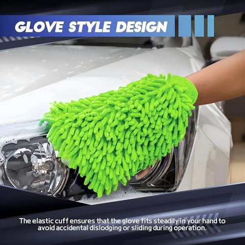 CLAPONE 1 Piece Multicolor Microfiber Cleaning Glove/Wash Mitt for Car, Bike & Home Double-Sided Chenille Duster for Washing, Dusting, Polishing Soft, Lint-Free, Scratch-Free Mitt for Windows, Kitchen - Image 5