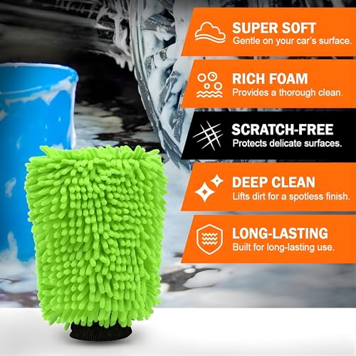 CLAPONE 1 Piece Multicolor Microfiber Cleaning Glove/Wash Mitt for Car, Bike & Home Double-Sided Chenille Duster for Washing, Dusting, Polishing Soft, Lint-Free, Scratch-Free Mitt for Windows, Kitchen - Image 3