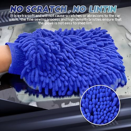 CLAPONE 1 Piece Multicolor Microfiber Cleaning Glove/Wash Mitt for Car, Bike & Home Double-Sided Chenille Duster for Washing, Dusting, Polishing Soft, Lint-Free, Scratch-Free Mitt for Windows, Kitchen - Image 4
