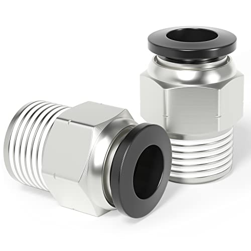 TAILONZ PNEUMATIC Male Straight 3/8 Inch Tube OD x 3/8 Inch NPT Thread Push to Connect Fittings PC-3/8-N3 (Pack of 10) - Image 1