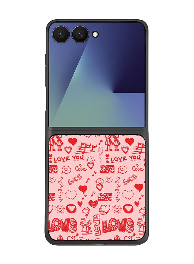 Stylizedd For Samsung Galaxy Z Flip7 Case,Slim fit Camera Protection, Shockproof Thin Phone cover  - Love Doodle
