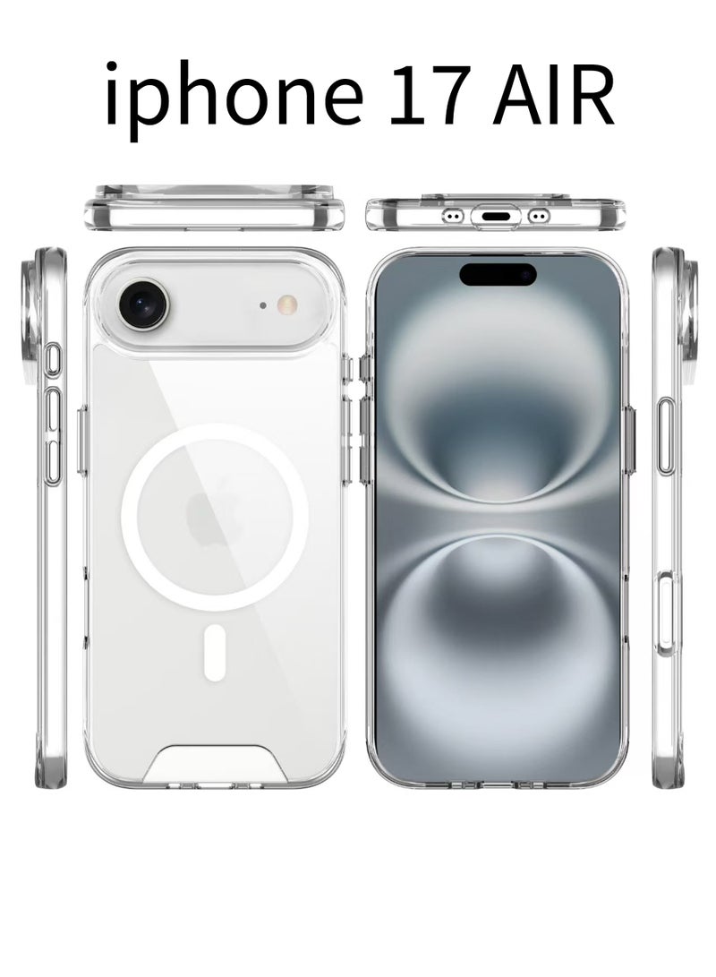 Rock Pow Magnetic for iPhone 17 Air Case, [MagSafe Compatible] [Non-Yellowing] For iPhone 17-6.7 Inch Crystal Clear Shockproof Case - Image 1