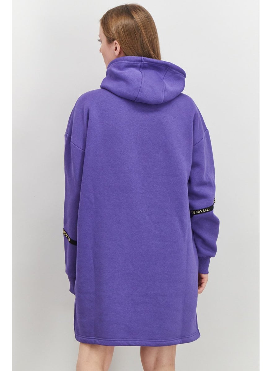 Cavalli Class Women Brand Logo Sweater Dress, Purple  - Image 3