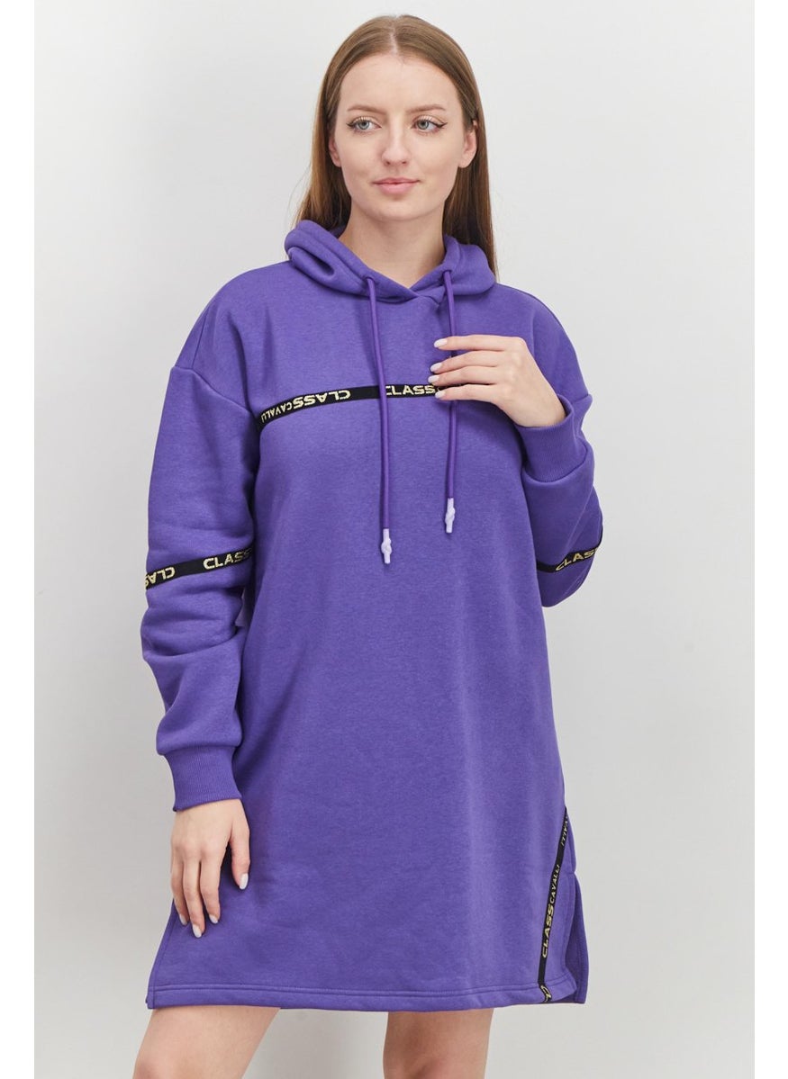 Cavalli Class Women Brand Logo Sweater Dress, Purple  - Image 1