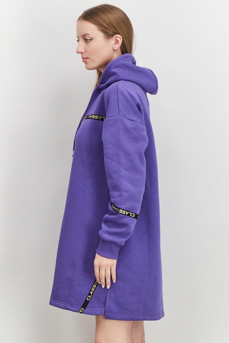 Cavalli Class Women Brand Logo Sweater Dress, Purple - Image 2