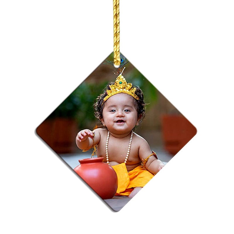 Deep Print Personalized Acrylic Car Hanging Custom Photo (Set of 2) Multicolor (Diamond) - Image 1